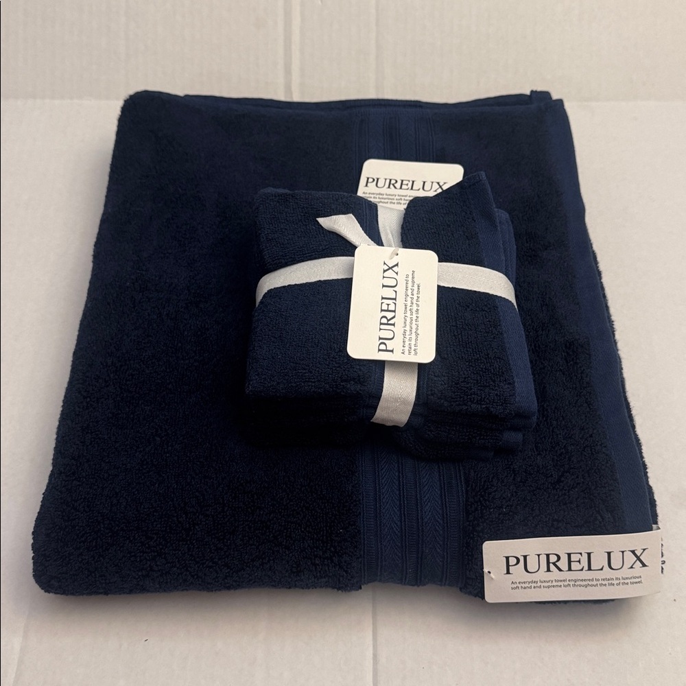 💥5pc PURELUX Luxury Bath Towel Set - Loft By Loftex - Navy Blue